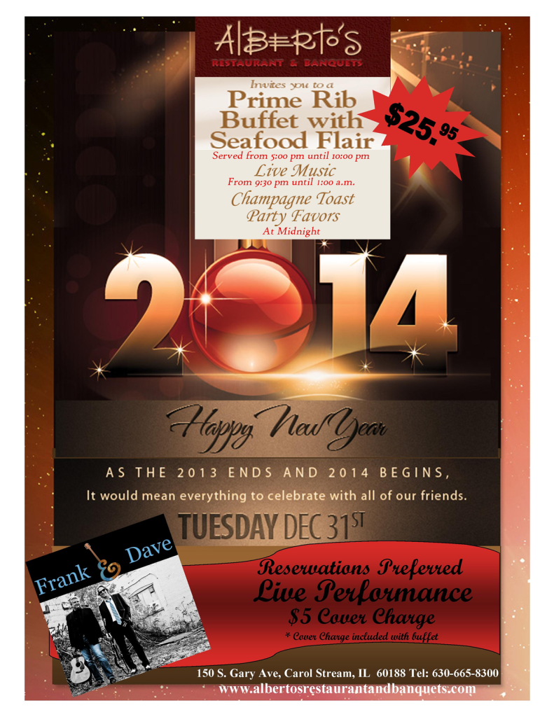 Come celebrate the New Year at Alberto's in Carol Stream!