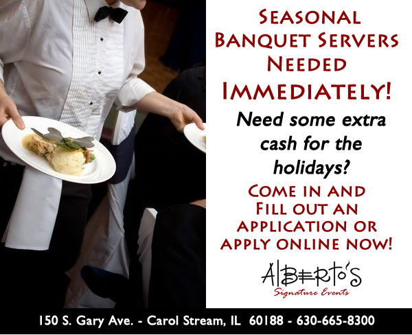 Alberto's is Hiring Seasonal Banquet Servers