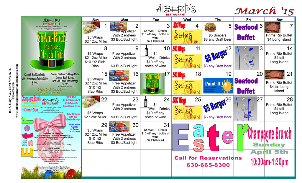 Alberto's Calendar of Events for March 2015