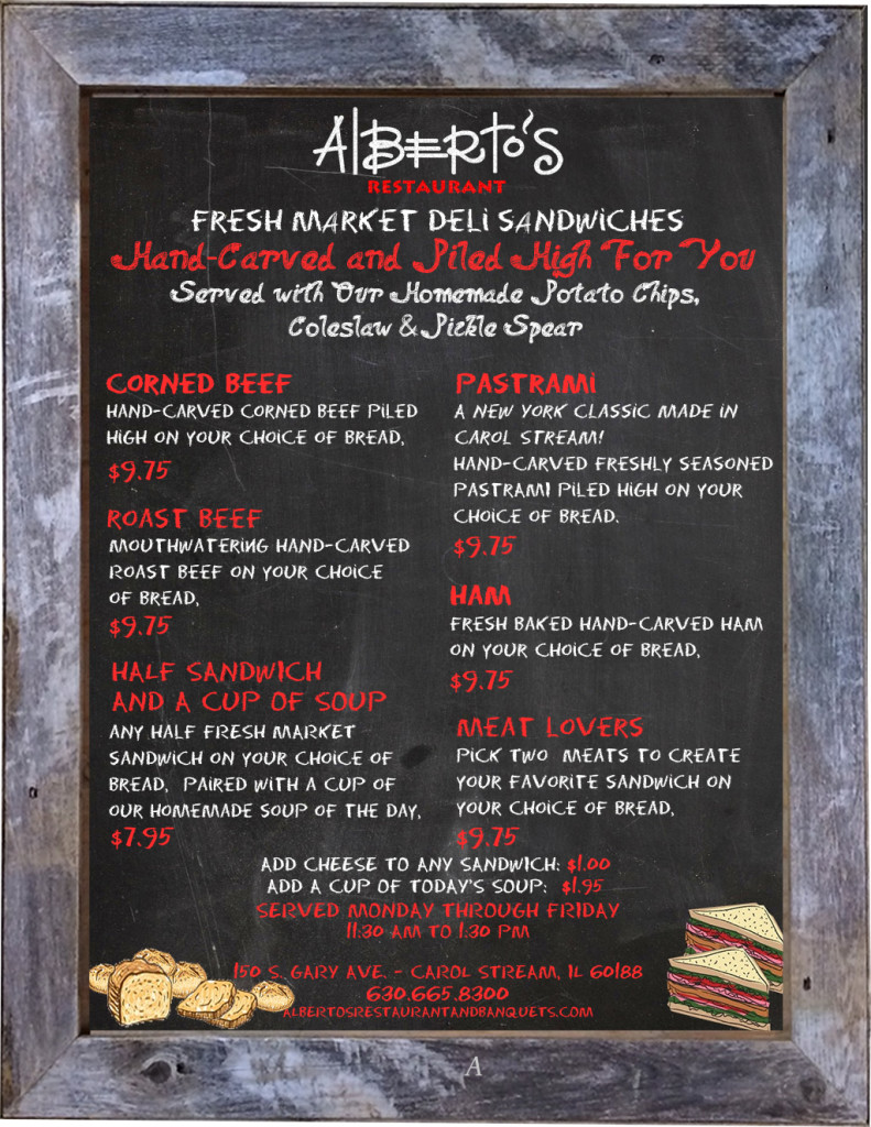 September 2015 Alberto's Lunch Menu