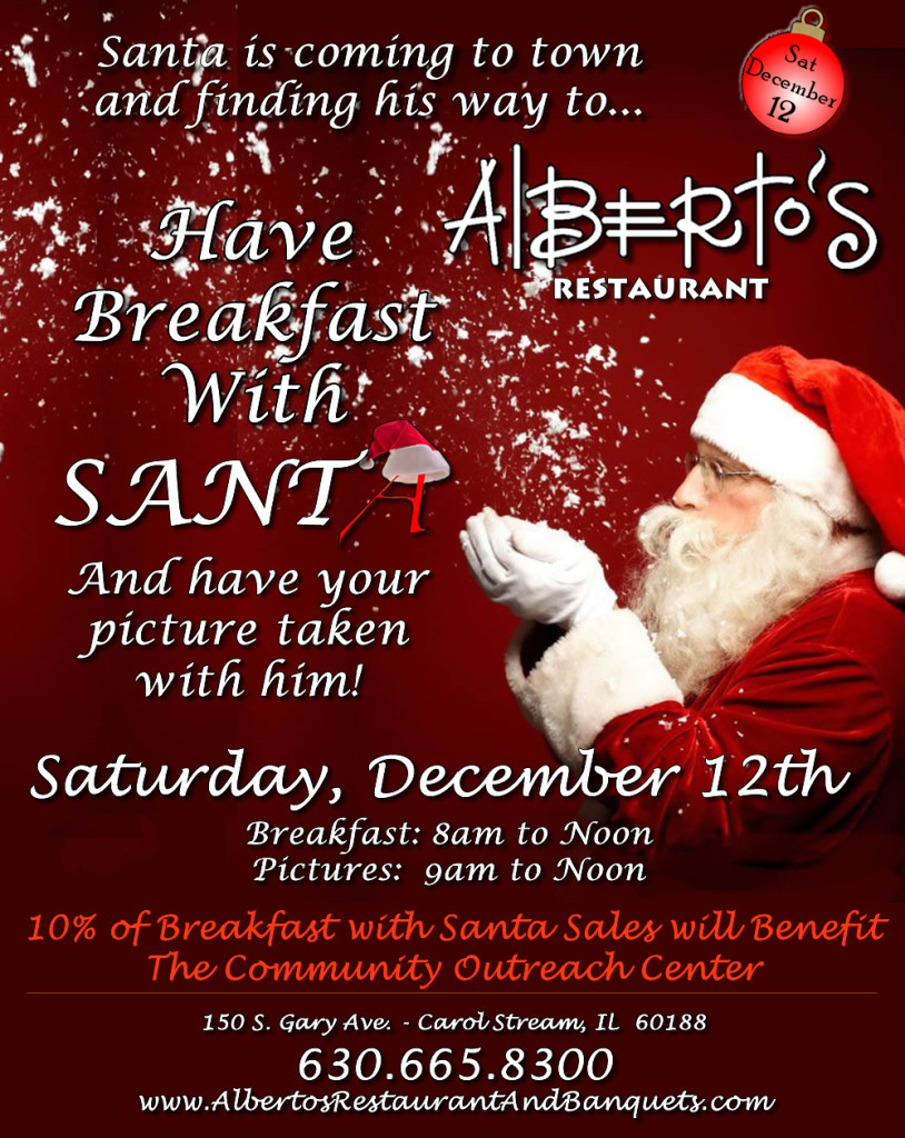 Breakfast with Santa at Alberto's in Carol Stream on December 12, 2015