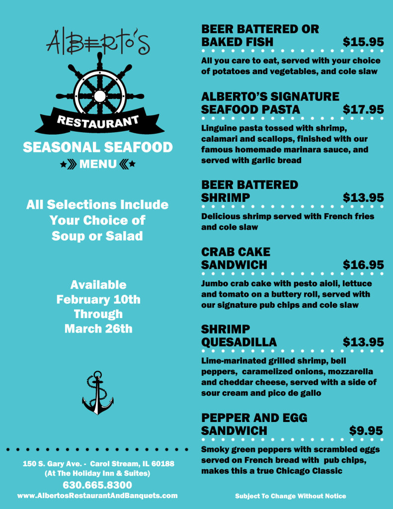 Seasonal Seafood Menu At Alberto's Restaurant