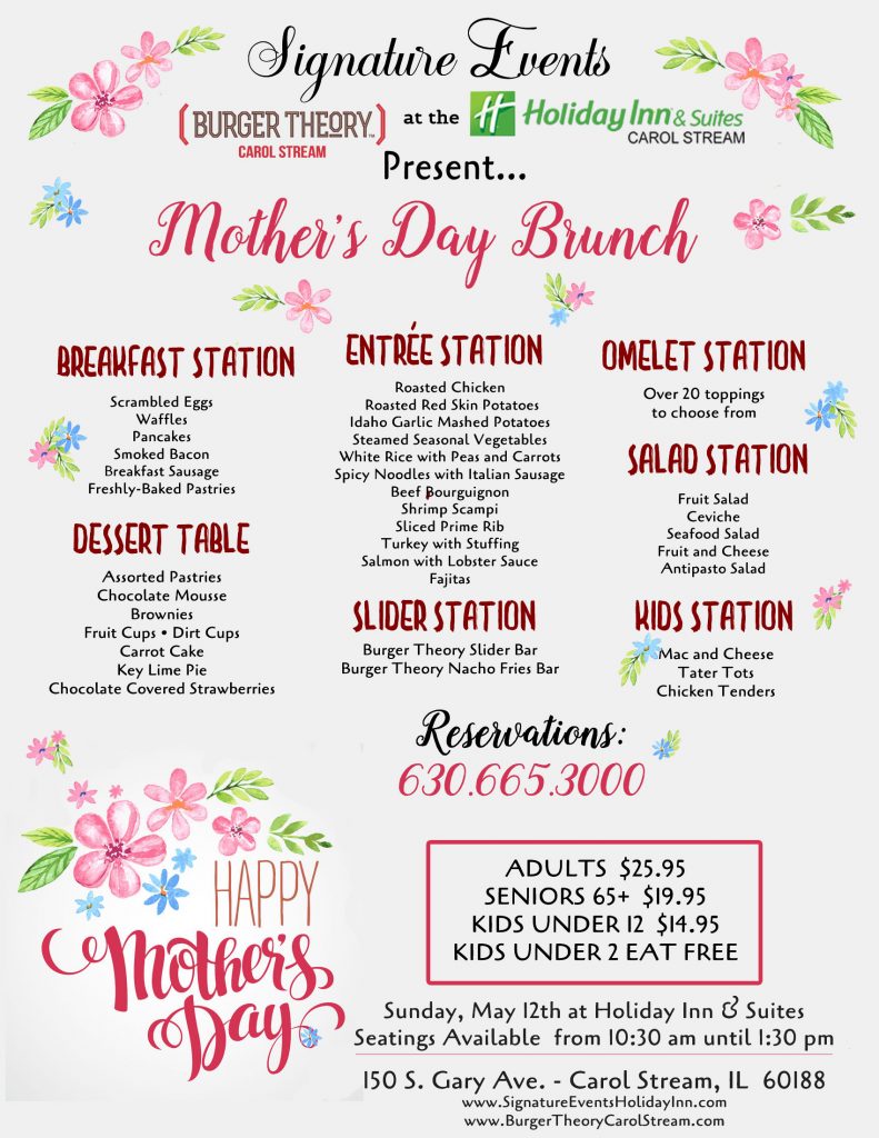 Mother's Day Menu at Signature Events at Holiday Inn in Carol Stream, IL